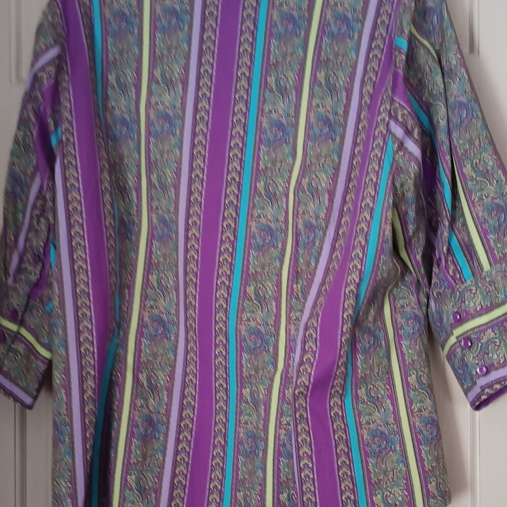 Lane Bryant Multi Color Button Down Blouse Women … - image 2